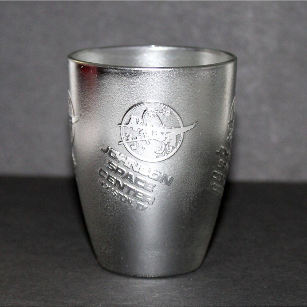 Johnson Space Center glass NASA Houston TX silver color 4 fl oz